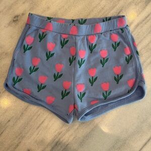 Hanna Andersson Girls 6-7 Purple Shorts Pink Tulips 120cm Pull-on Style